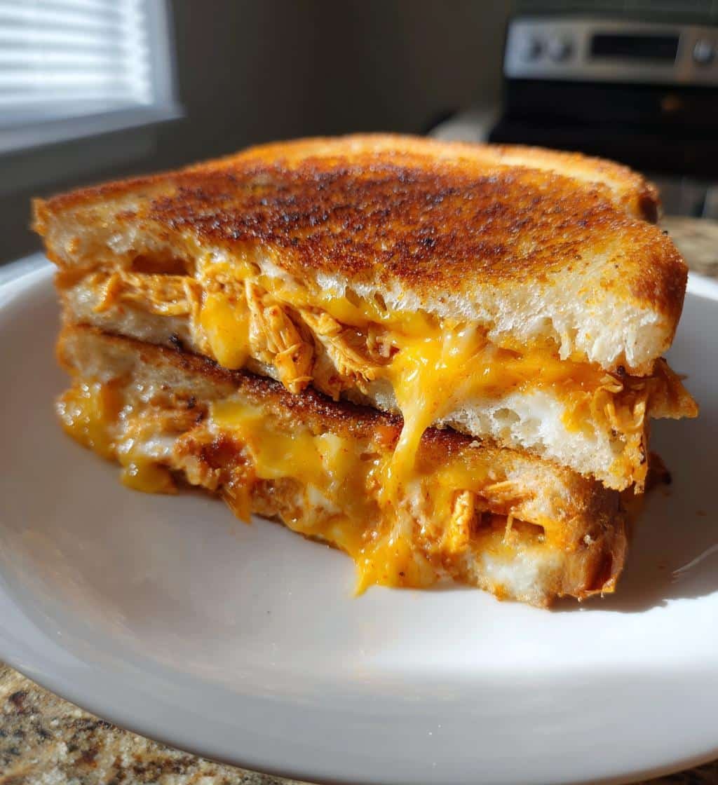 Air Fryer BBQ Chicken Grilled Cheese