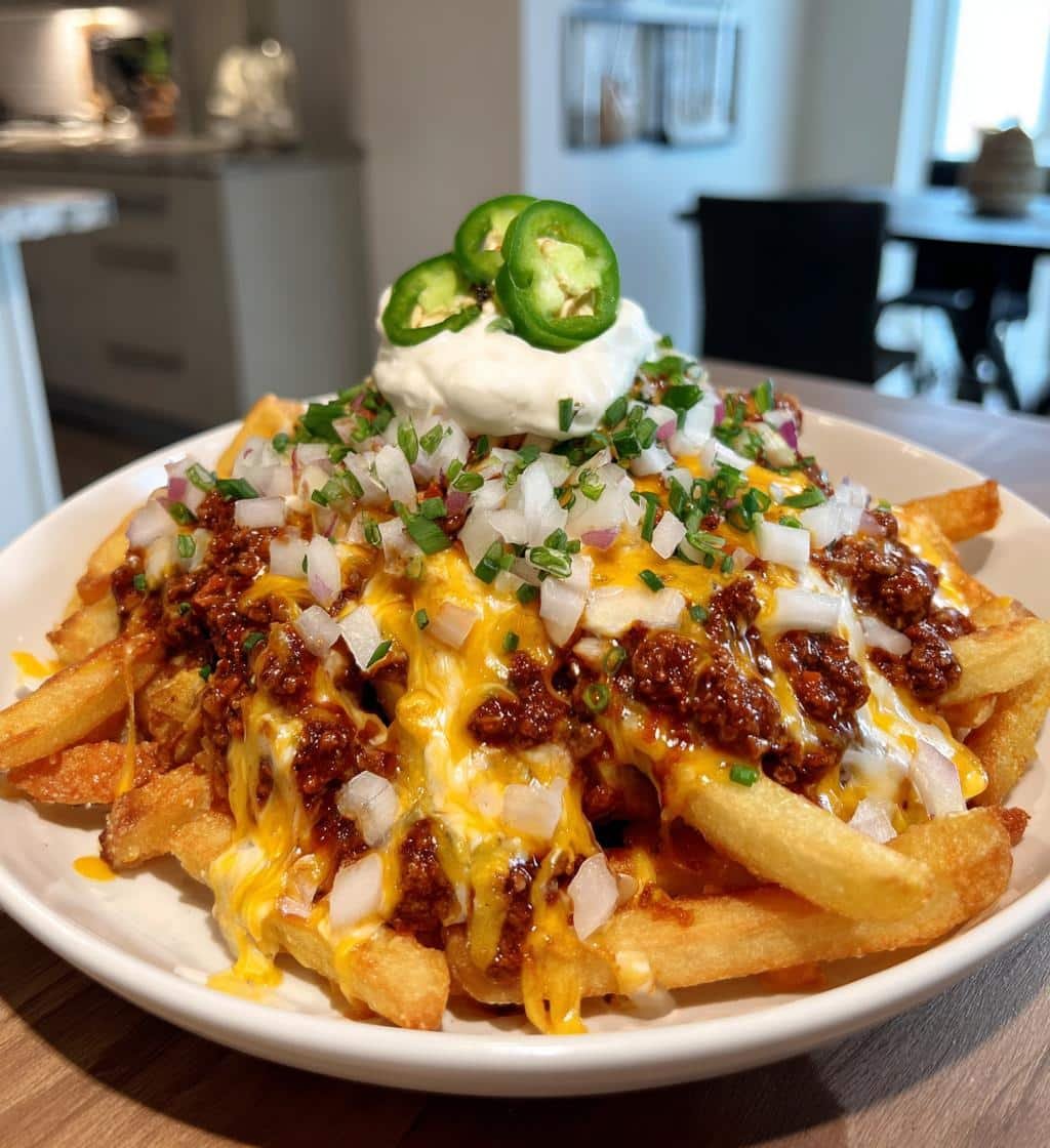 Air Fryer Chili Cheese Fries Loaded