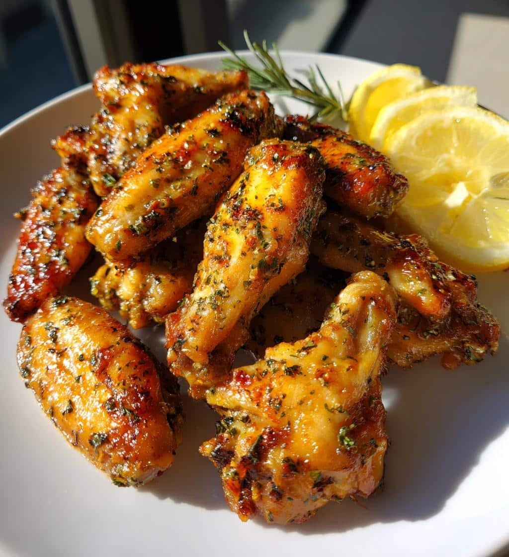 Air Fryer Crispy Lemon Herb Garlic Wings