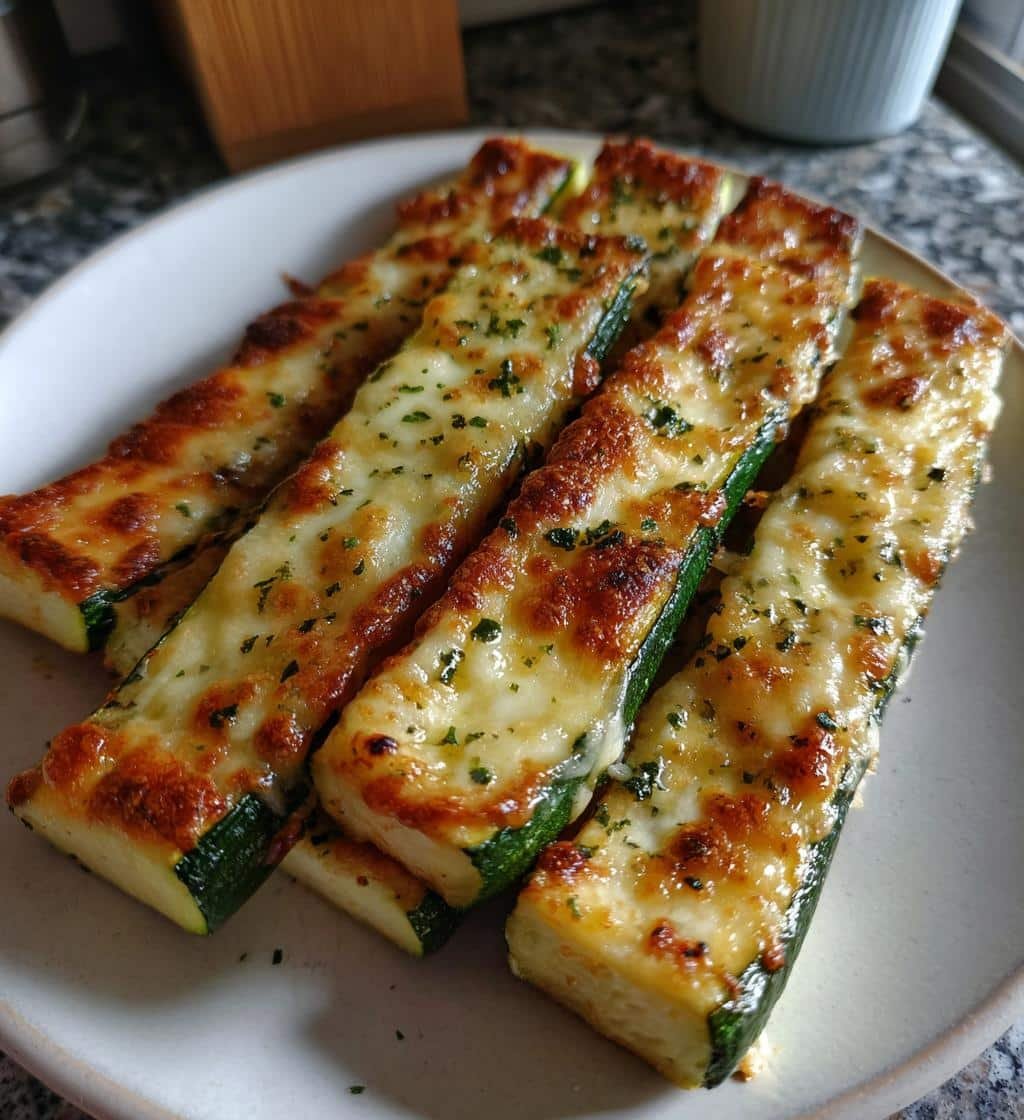 Air Fryer Easy Cheesy Garlic Zucchini Steaks