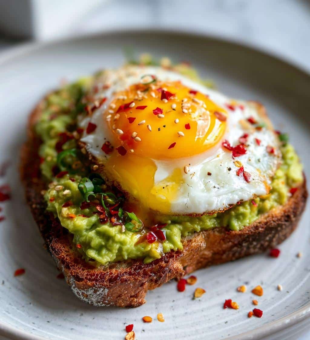 Air Fryer Easy Spicy Chili Butter Avocado Toast with Eggs - detail 1