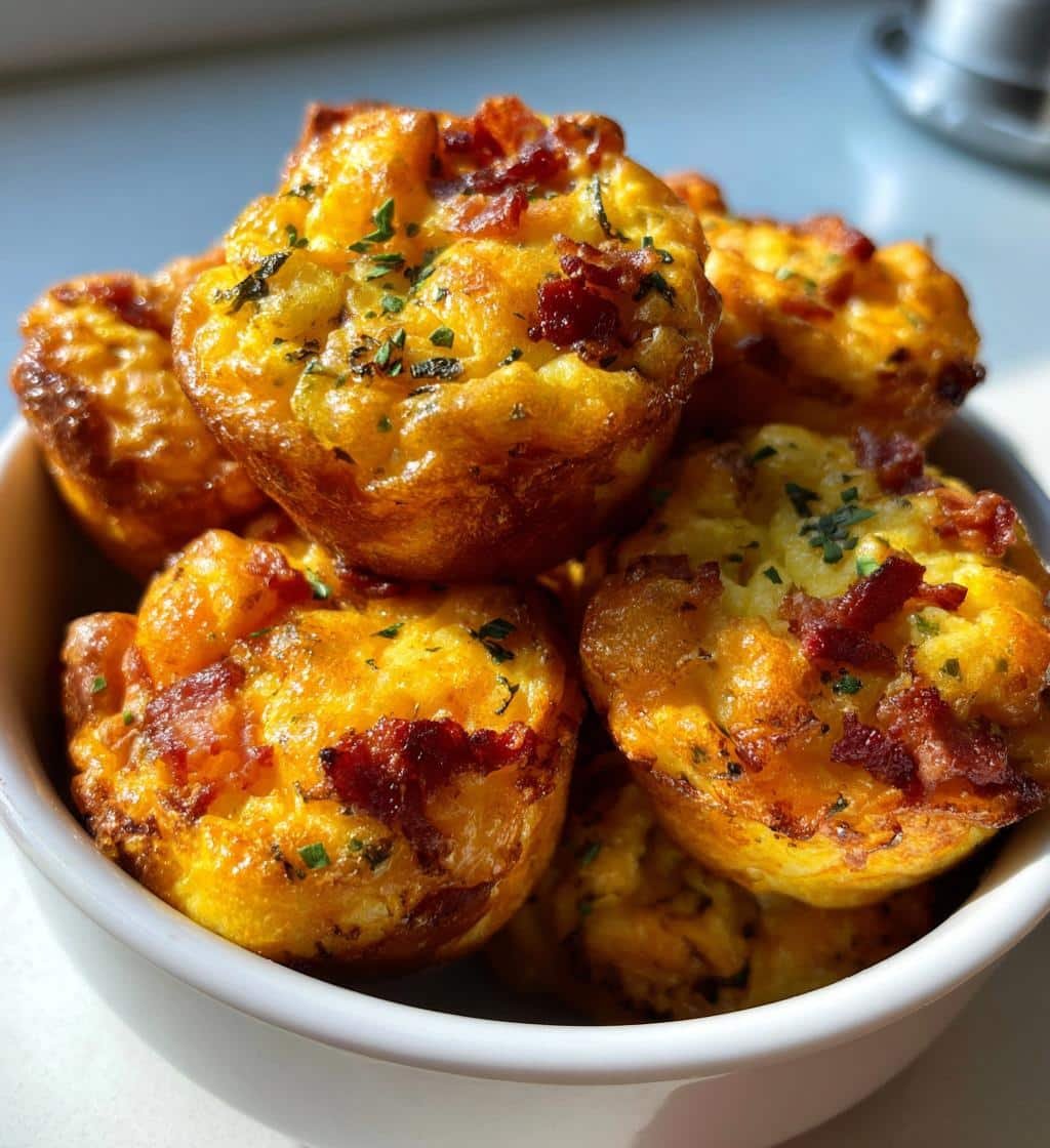 Air Fryer Egg Bites Bacon Cheddar