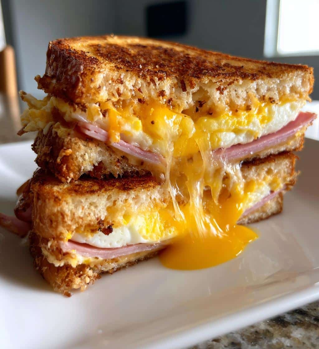 Air Fryer Egg and Ham Breakfast Sandwich