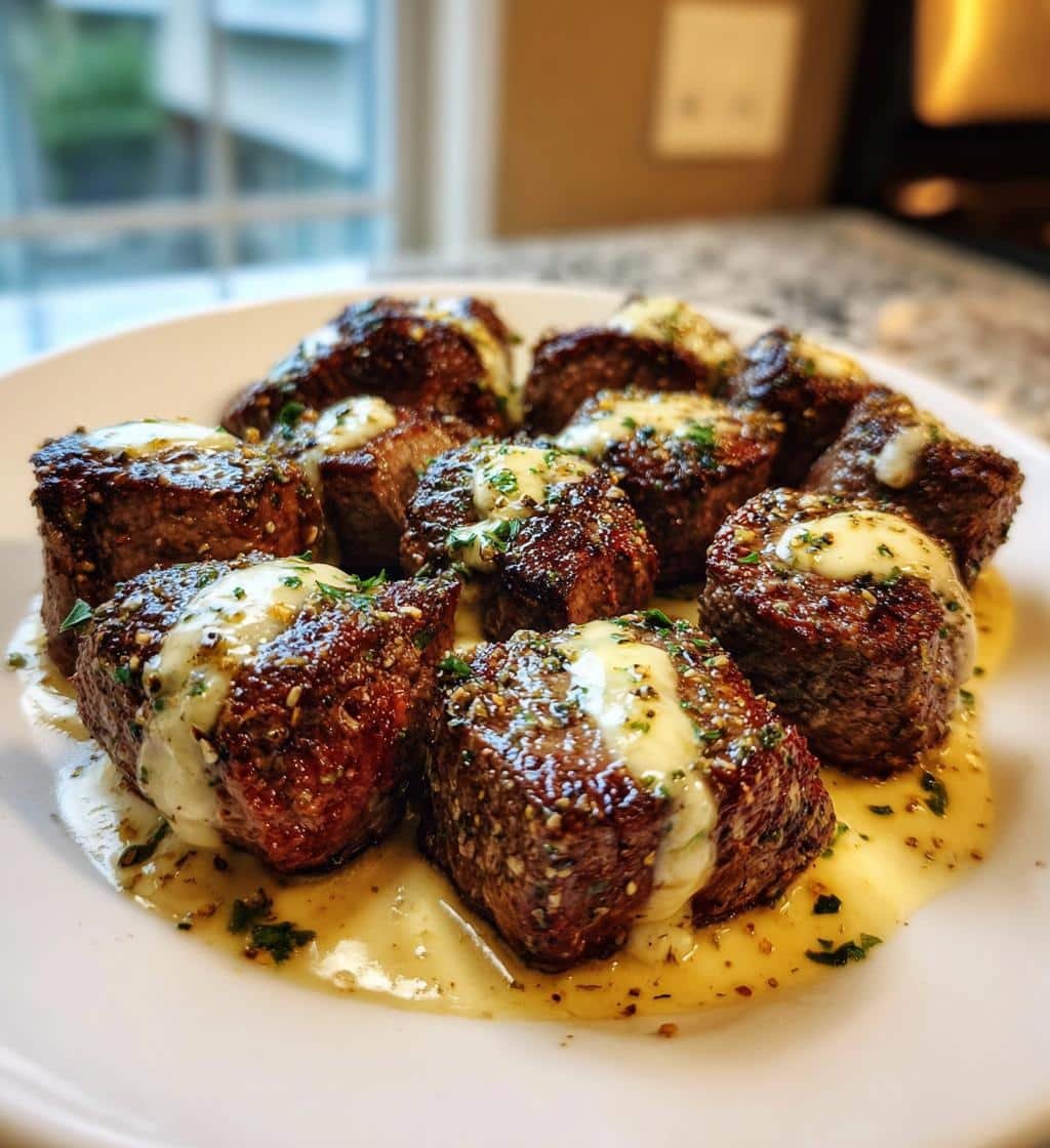 Air Fryer Garlic Butter Steak Bites With Parmesan Cream Sauce - detail 1