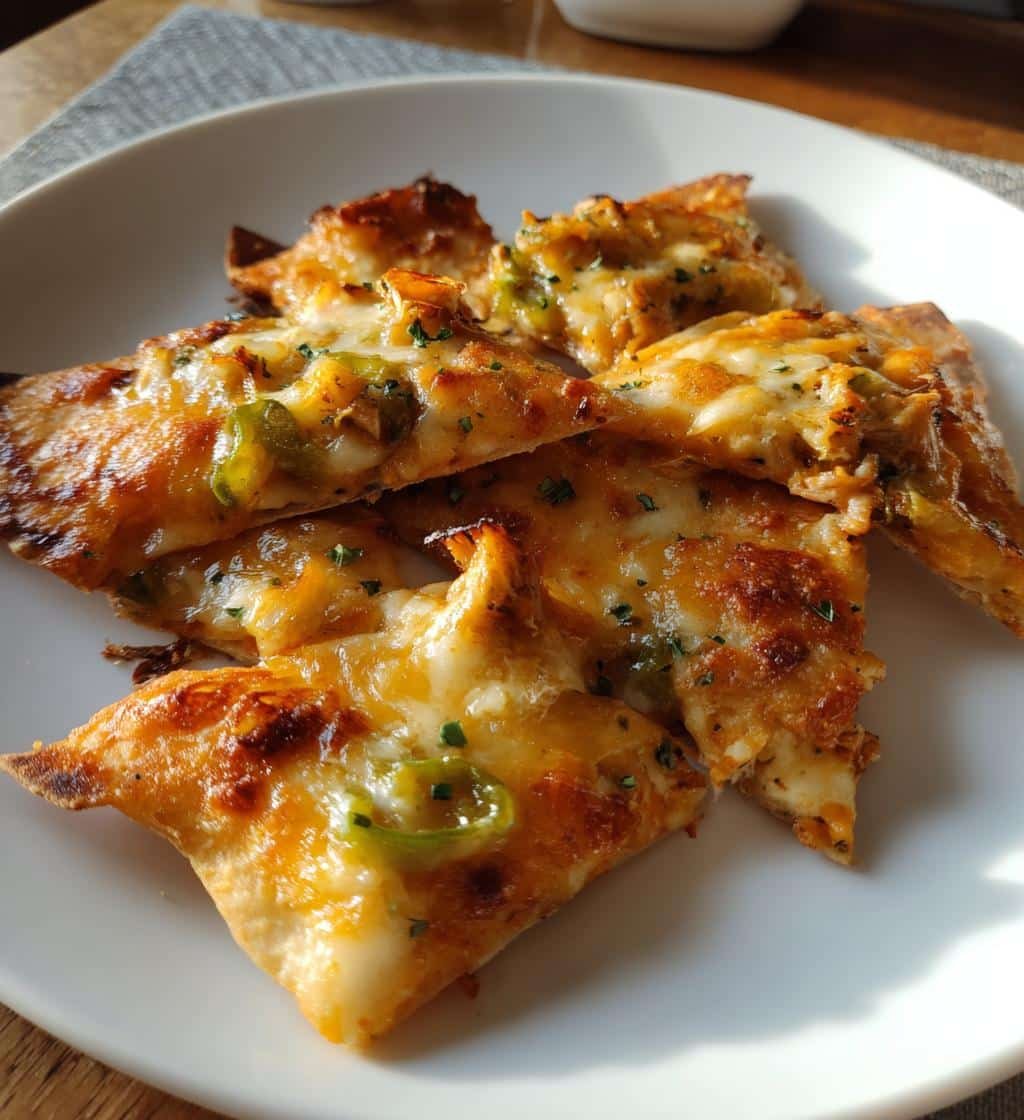 Air Fryer Green Chile Pulled-Chicken Wedges