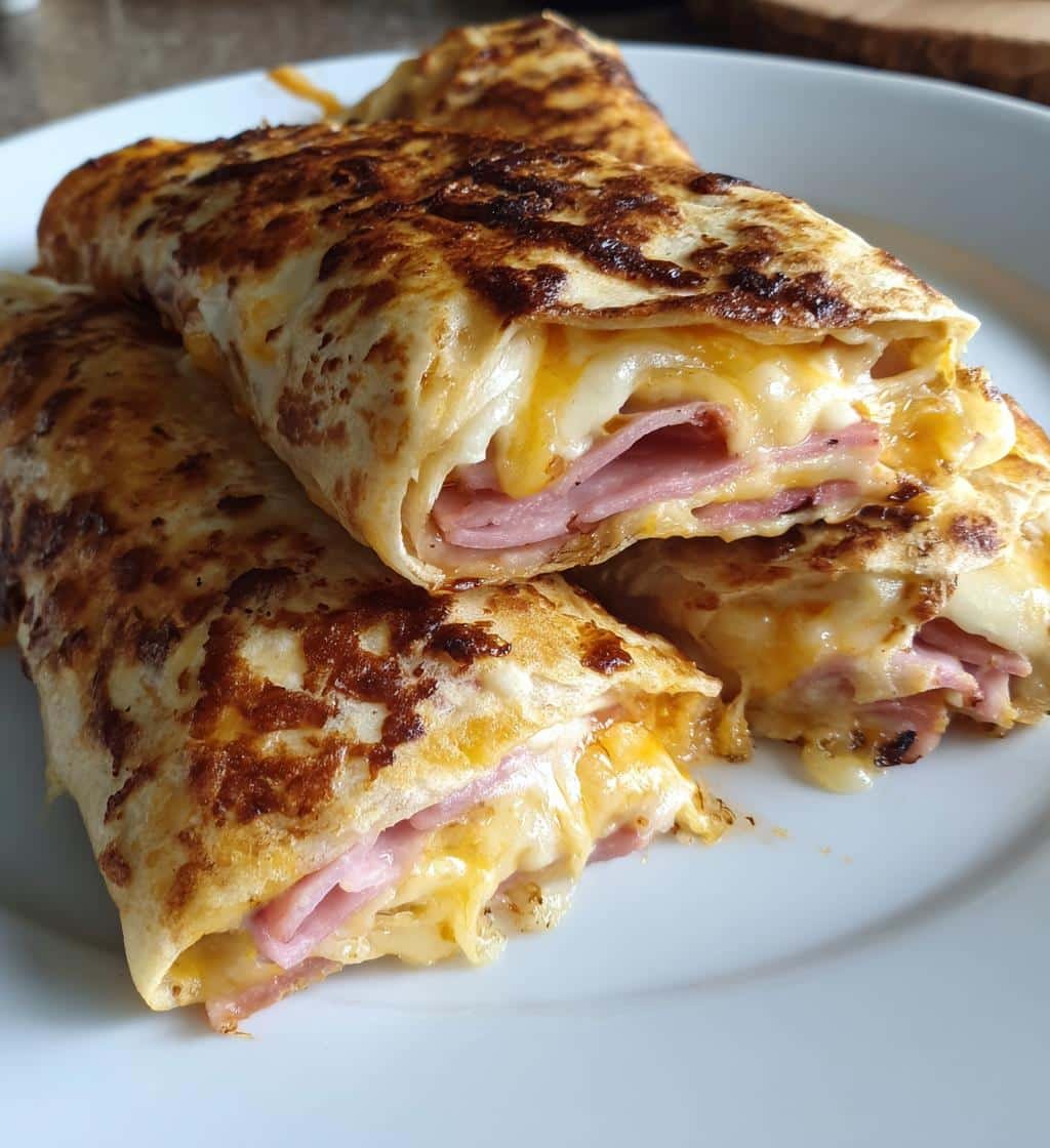 Air Fryer Ham & Cheese Tortilla Roll-Ups