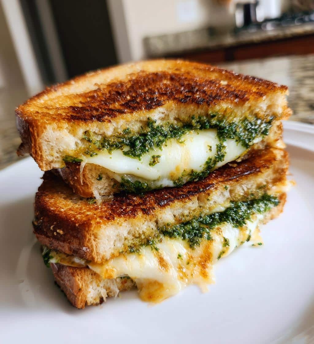 Air Fryer Irresistible Pesto Grilled Cheese Sandwich