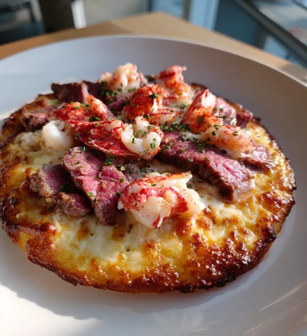 Air Fryer Lobster-Topped 'Surf & Turf' Pizza
