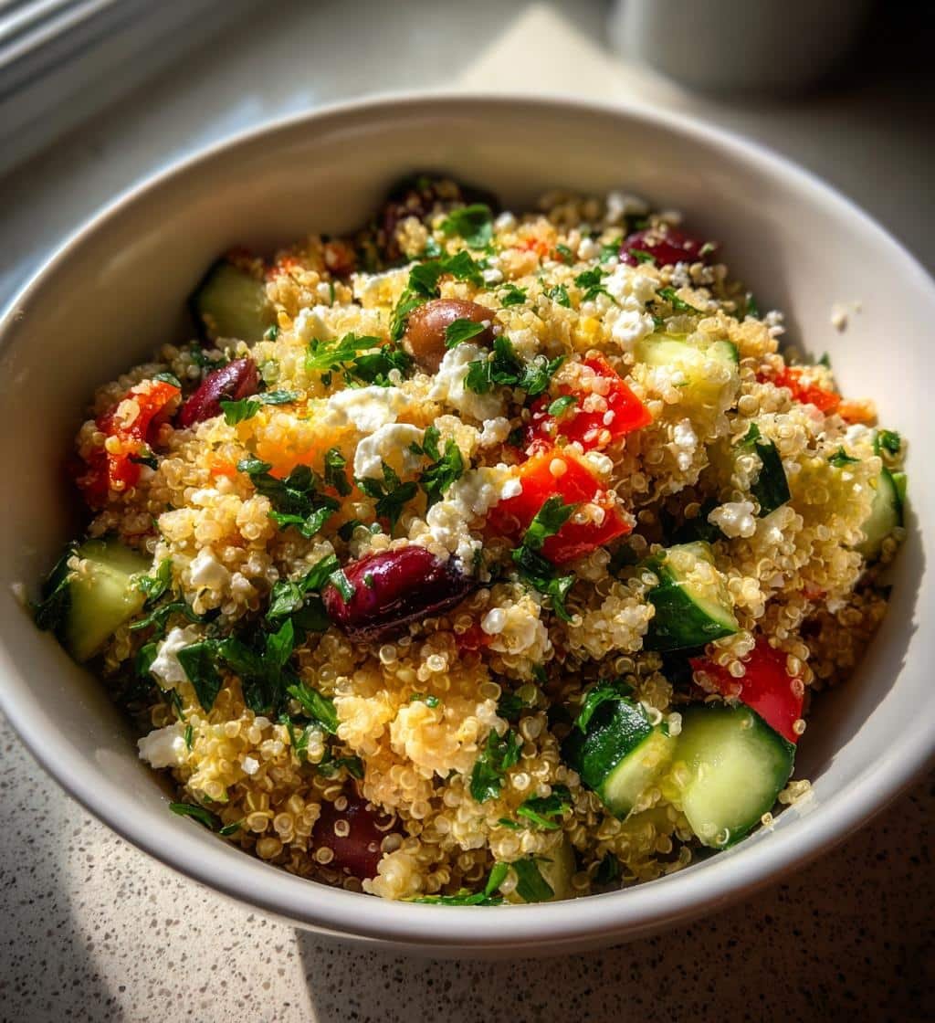 Air Fryer Mediterranean Quinoa Salad with Lemon Vinaigrette