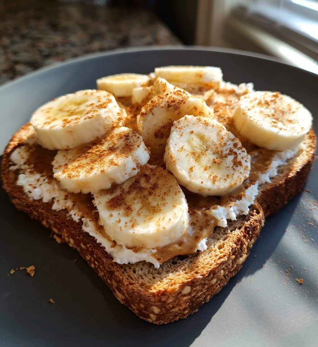 Air Fryer Peanut Butter Banana Cottage Cheese Toast