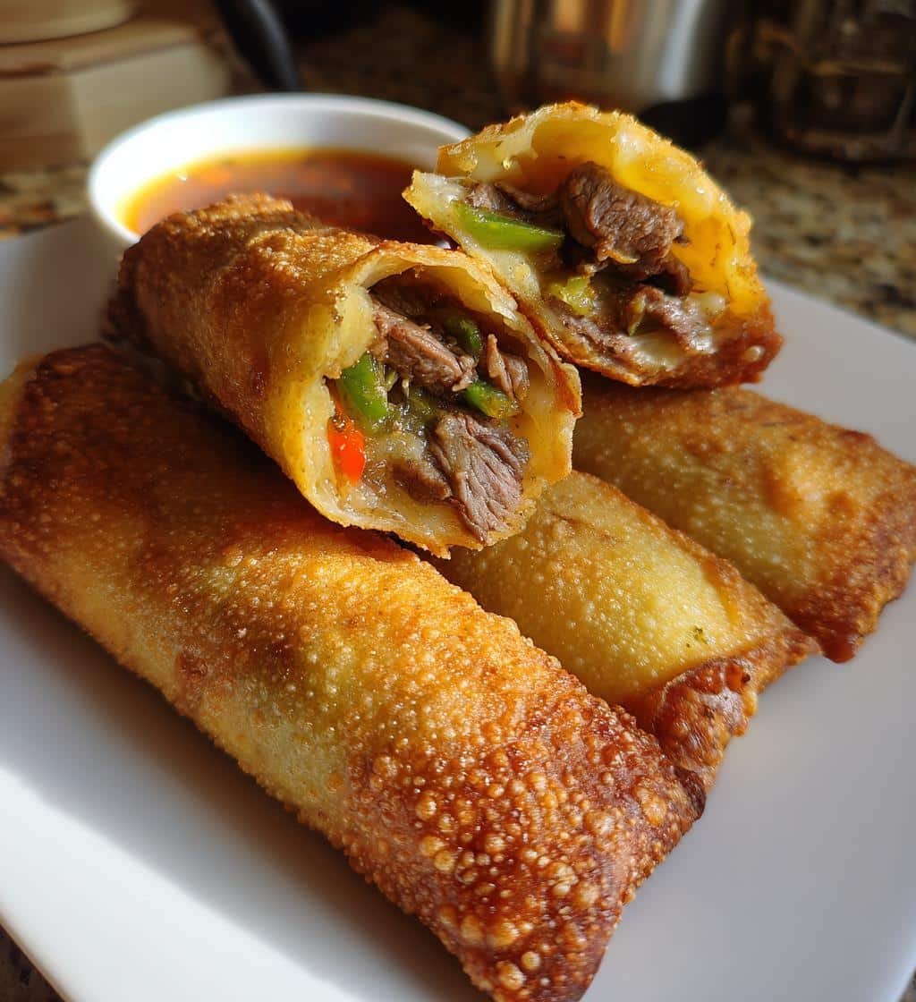 Air Fryer Philly Cheesesteak Egg Rolls