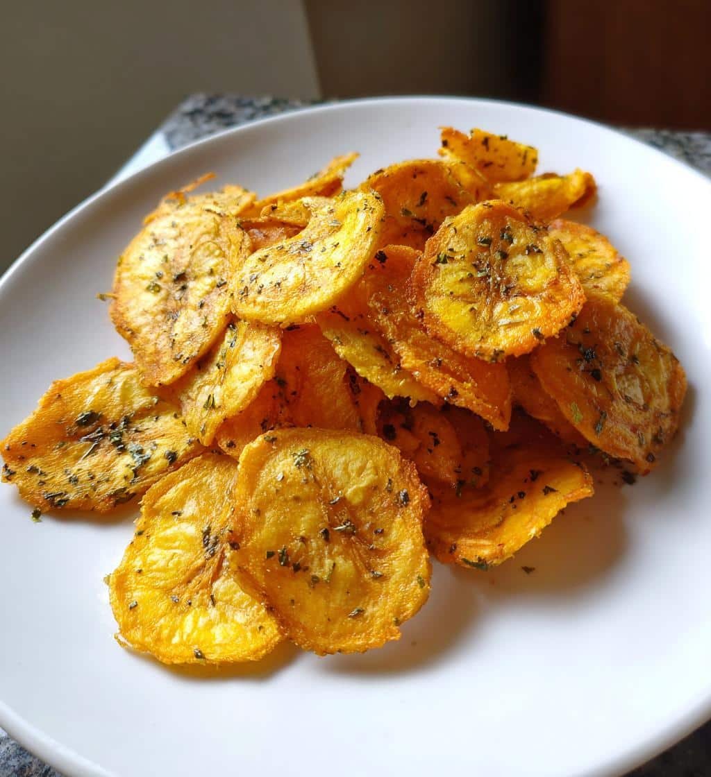 Crispy Air Fryer Plantain Chips with Garlic & Herb in 20 Minutes 4 Air Fryer Plantain Chips with Garlic & Herb - detail 1