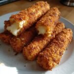Air Fryer Pork-Rind Crusted Cheese Sticks