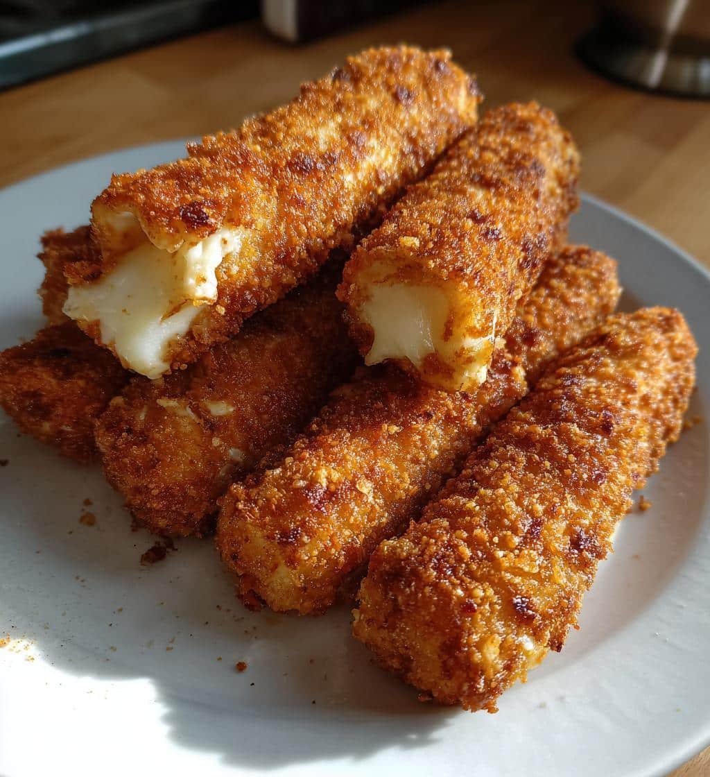 Air Fryer Pork-Rind Crusted Cheese Sticks