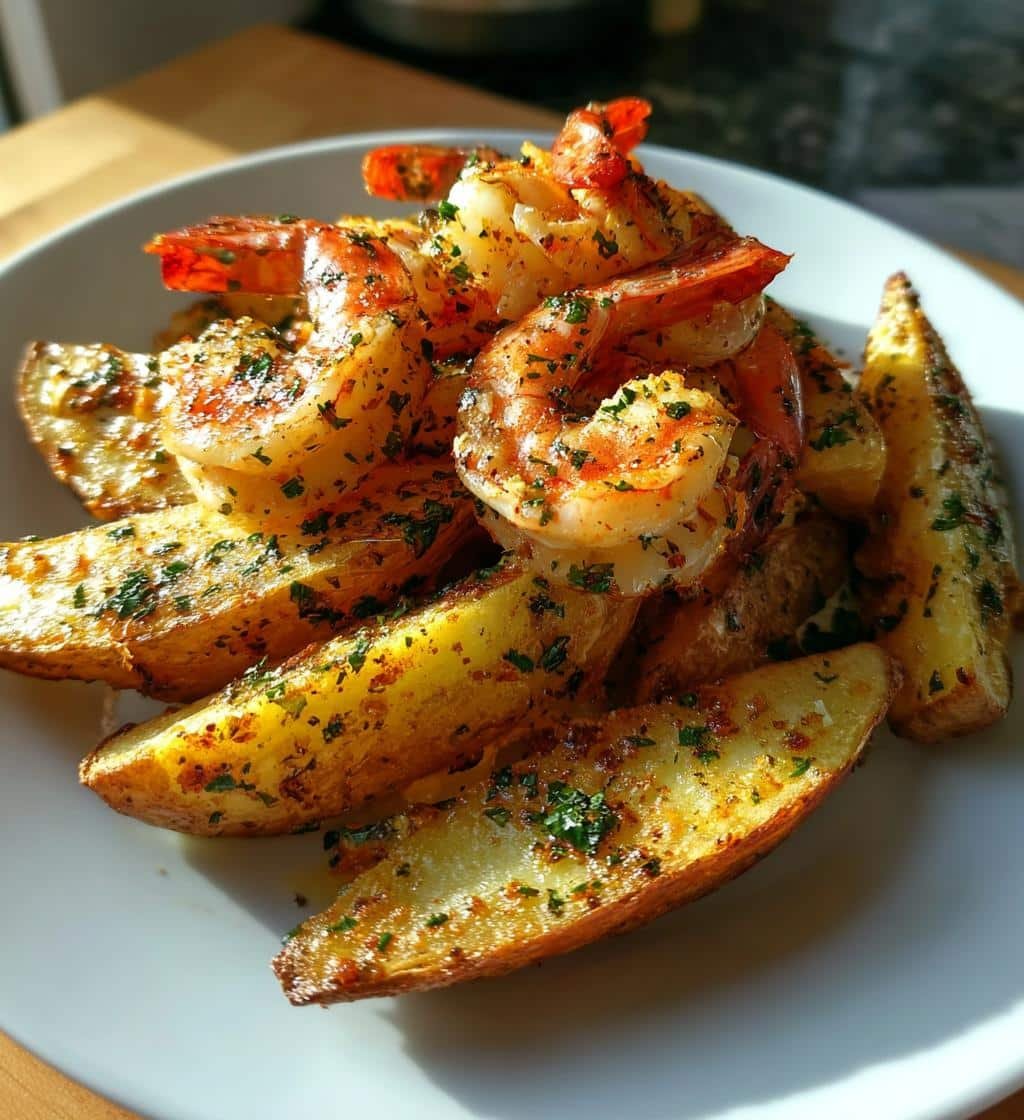 Air Fryer Shrimp Scampi Wedges