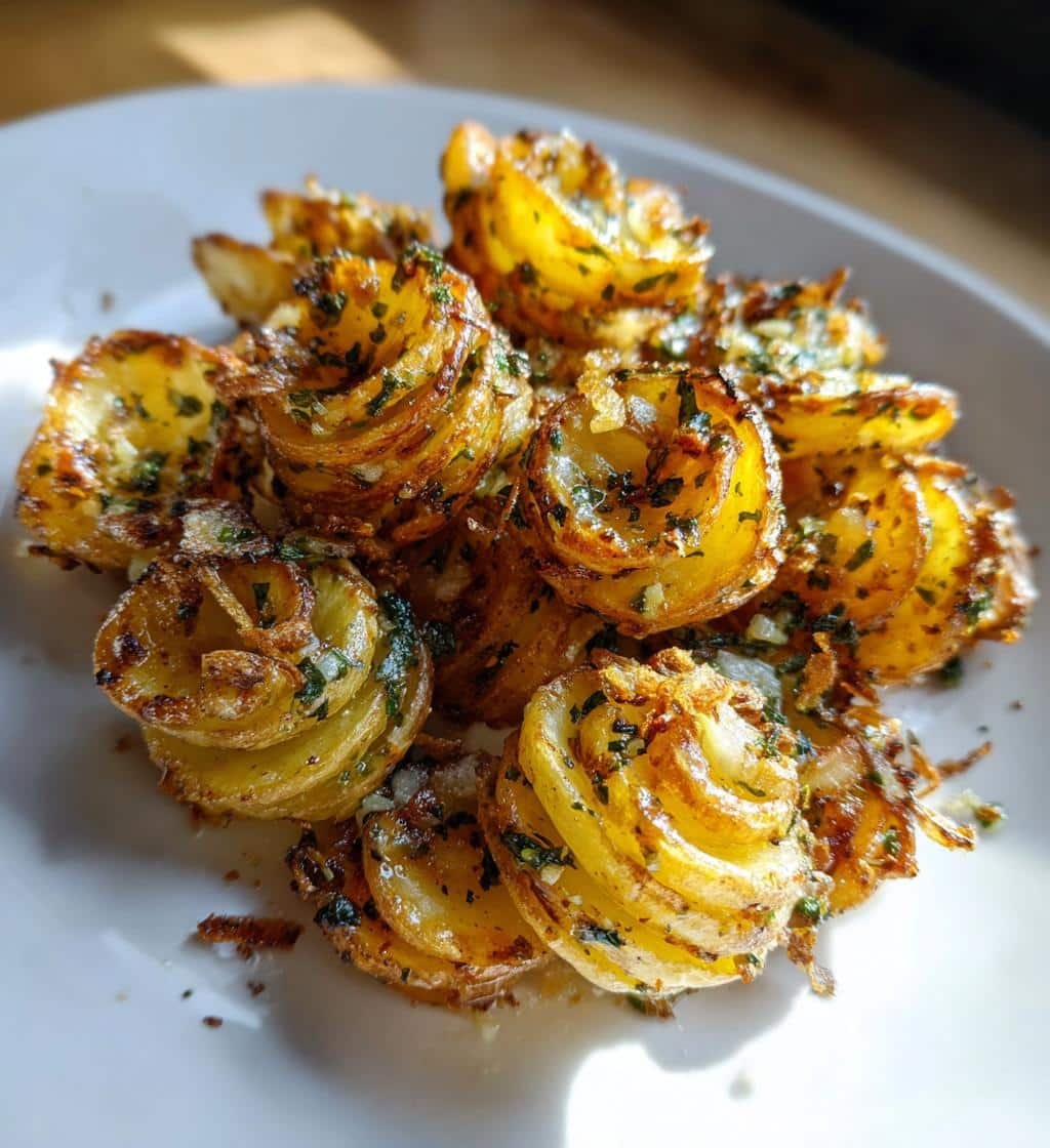 Air Fryer Tornado Potatoes with Garlic & Herbs