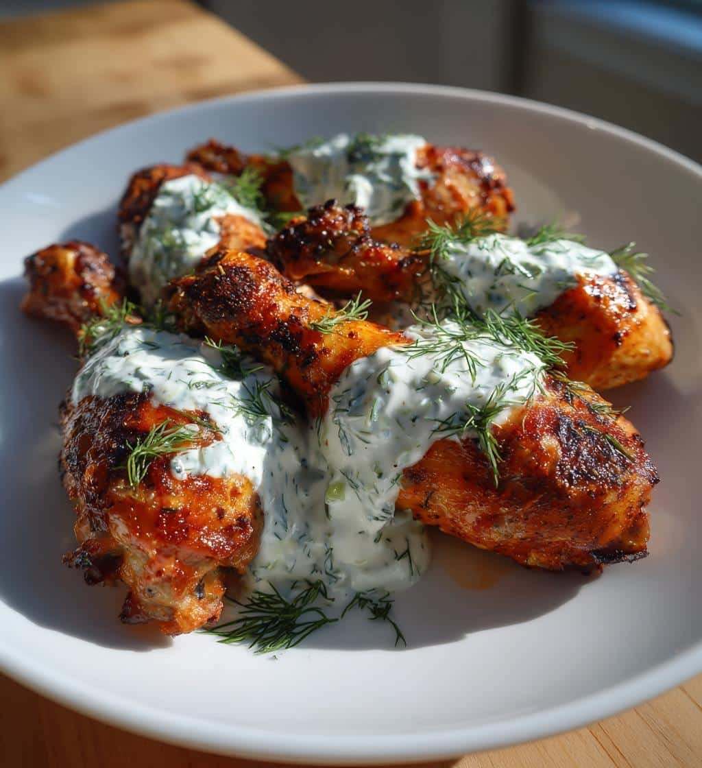 Air Fryer Tzatziki-Topped Greek Drumsticks
