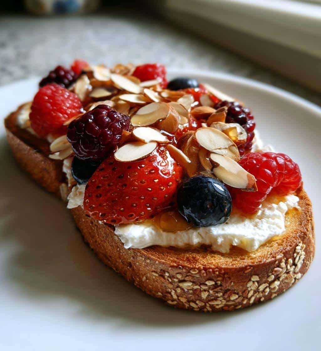 Berry Almond Cottage Cheese Air Fryer Toast