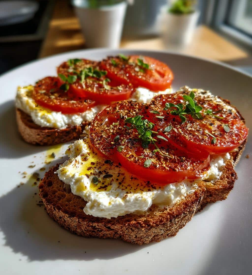 Mediterranean Tomato & Cottage Cheese Air Fryer Toast - detail 1