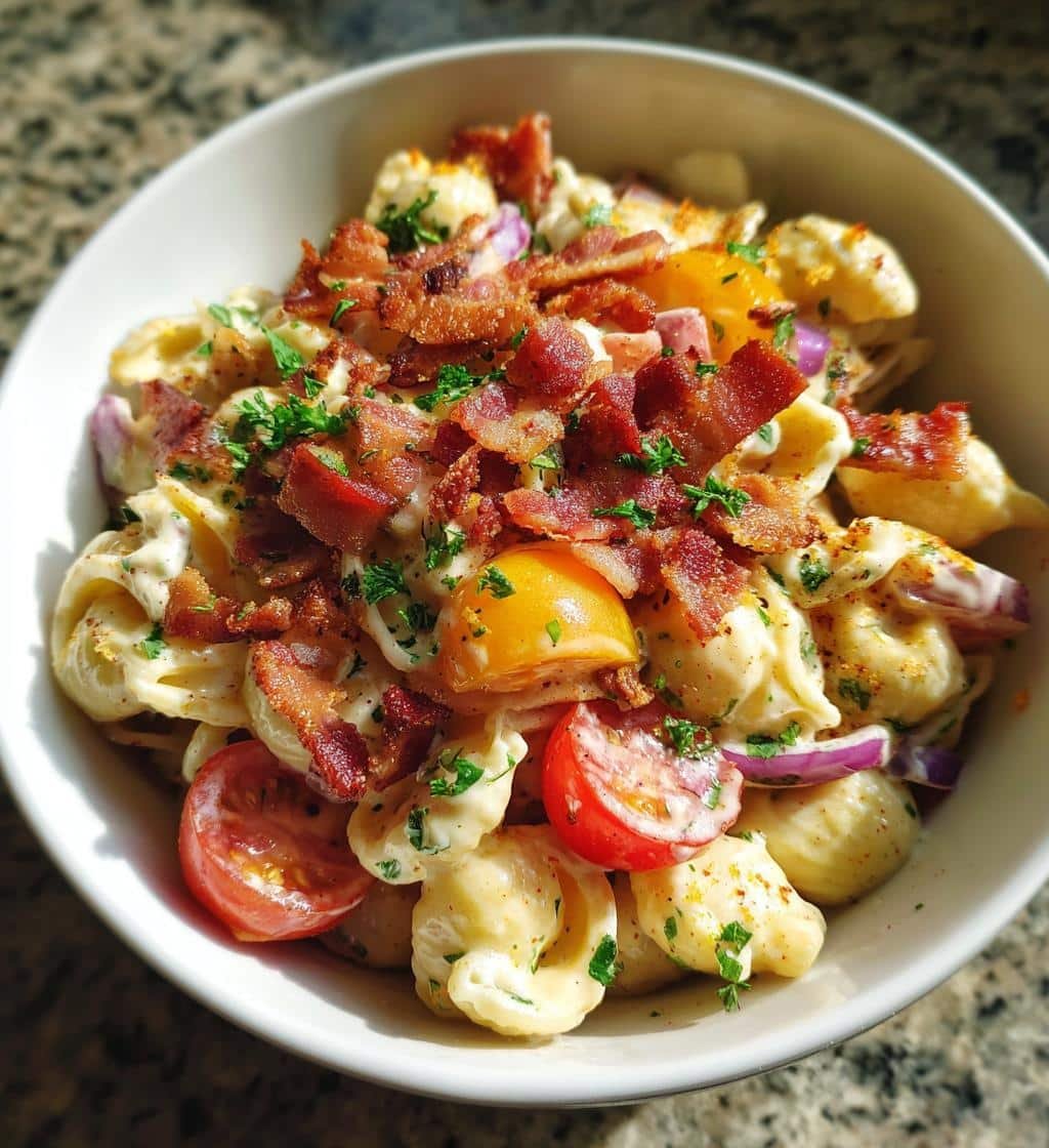 Air Fryer Bacon Ranch Pasta Salad