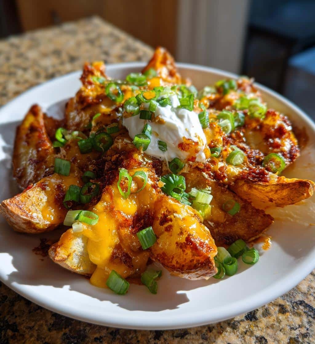 Air Fryer Chili Cheese Wedges Skillet