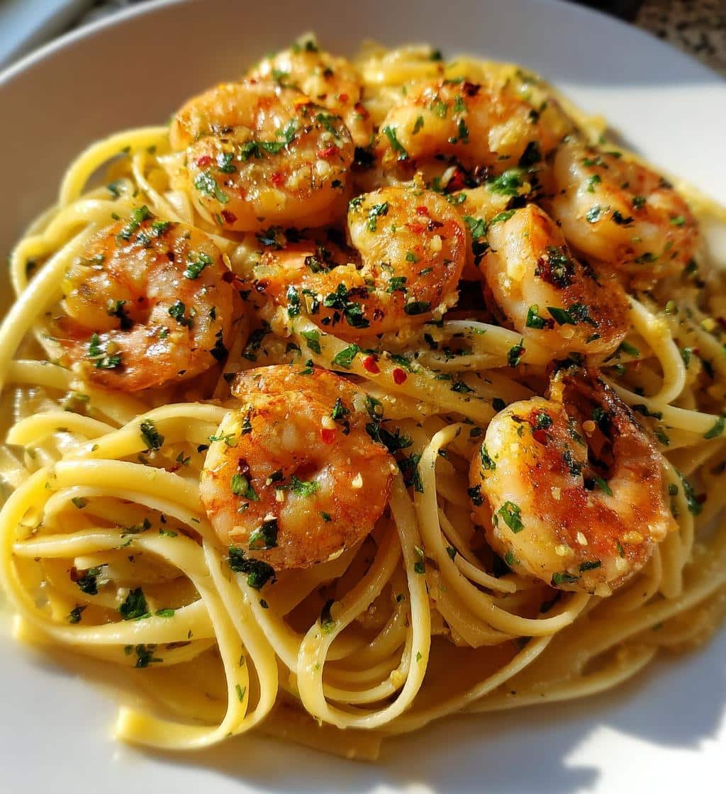 Air Fryer Delicious Garlic Butter Shrimp Linguine