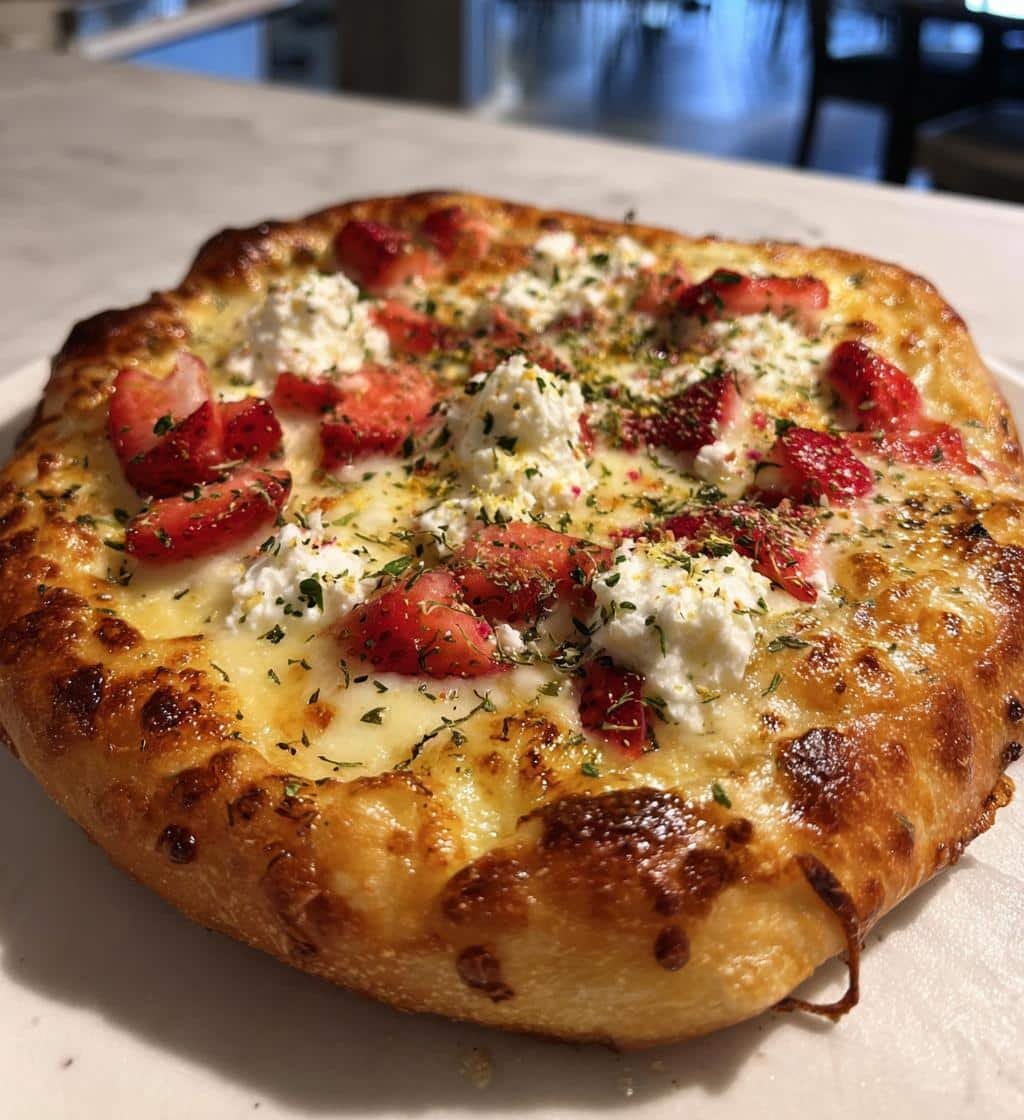 Air Fryer Freeze-Dried Strawberry & Soft Cheese Pizza