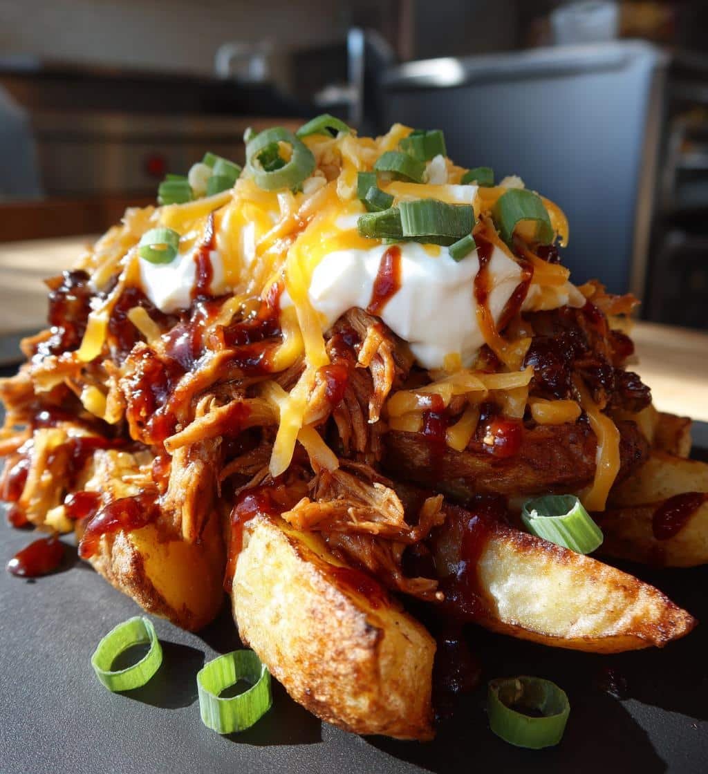 Air Fryer Homemade BBQ Pulled Pork Loaded Wedges - detail 1