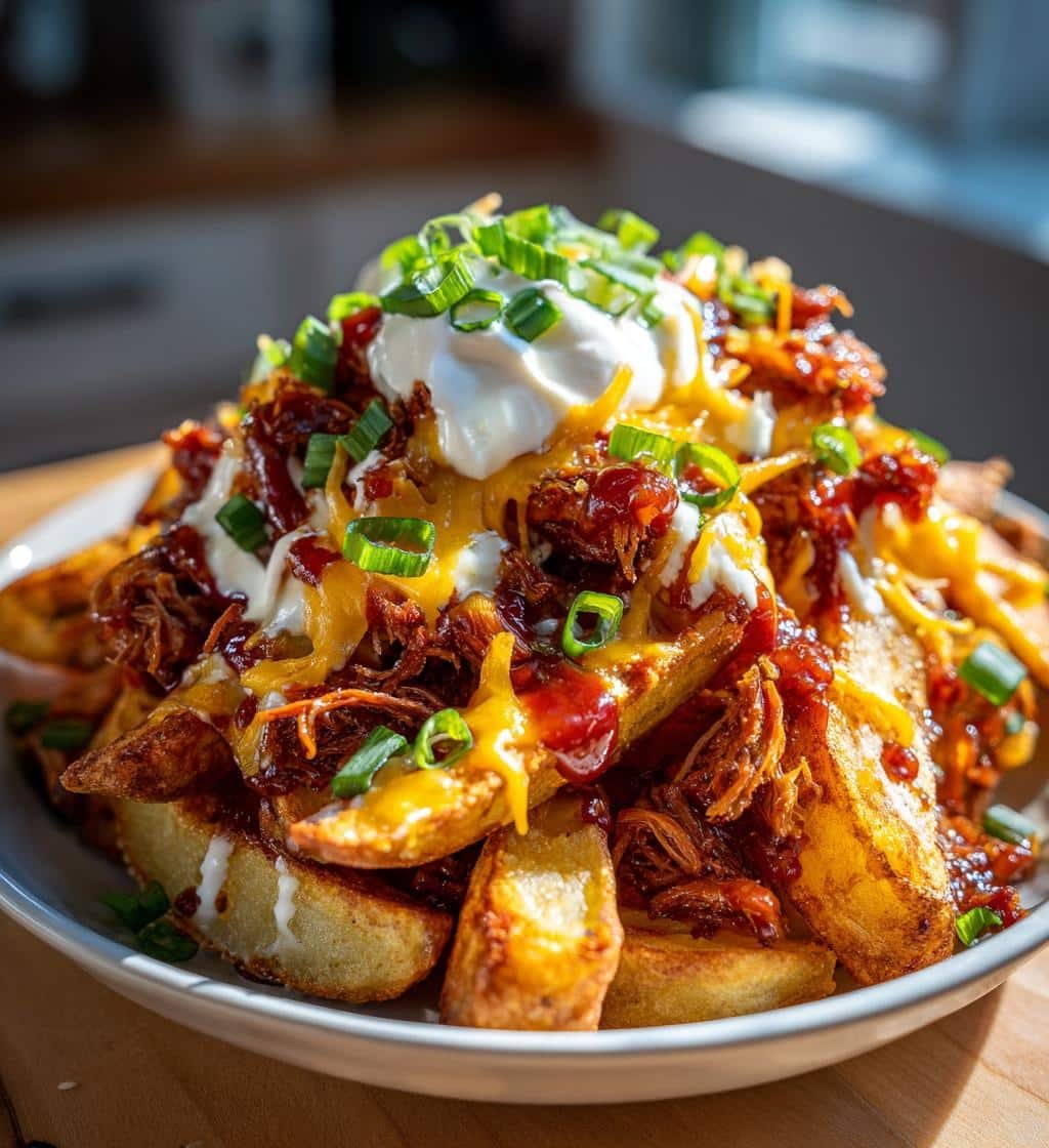 Air Fryer Homemade BBQ Pulled Pork Loaded Wedges