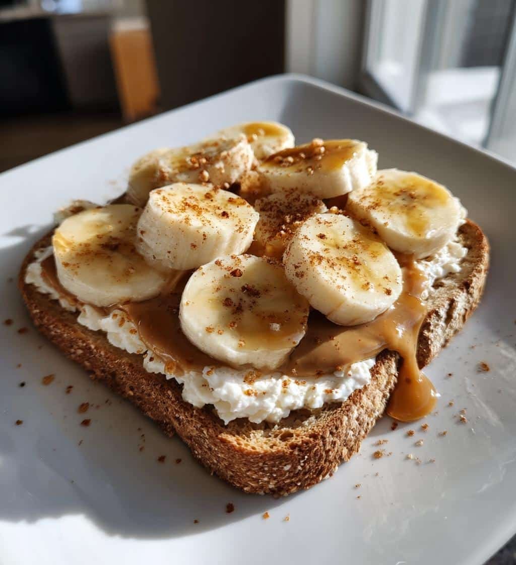 Air Fryer Peanut Butter Banana Cottage Cheese Toast - detail 1