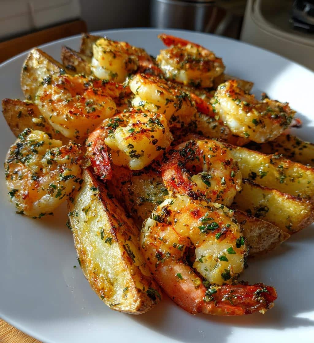 Air Fryer Shrimp Scampi Wedges