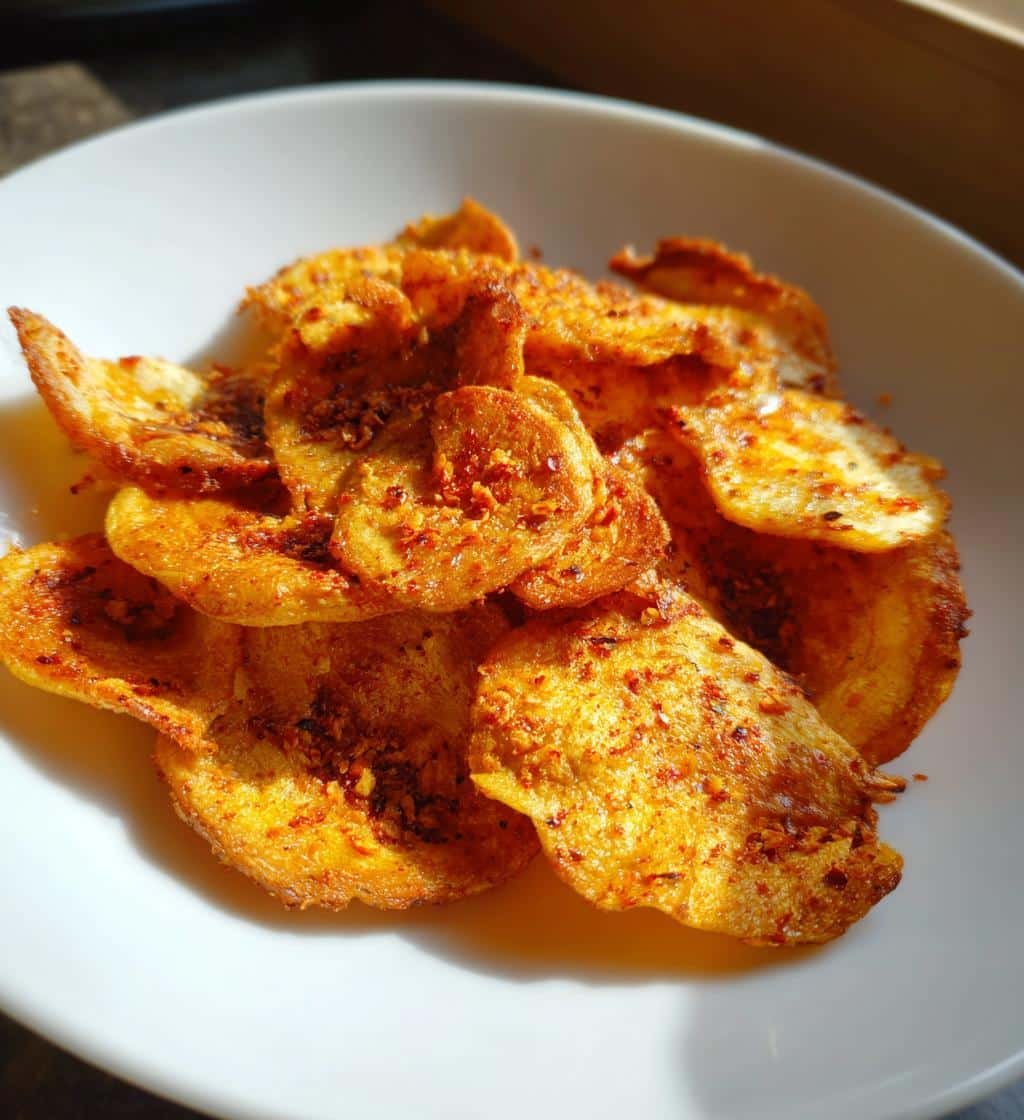 Air Fryer Spicy Mushroom Chips