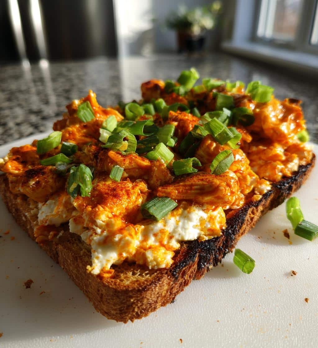 Buffalo Chicken Cottage Cheese Air Fryer Toast - detail 1