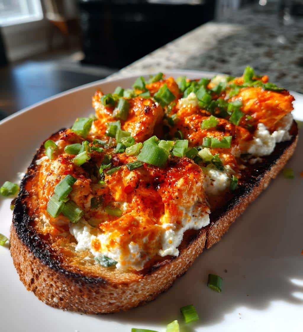 Buffalo Chicken Cottage Cheese Air Fryer Toast