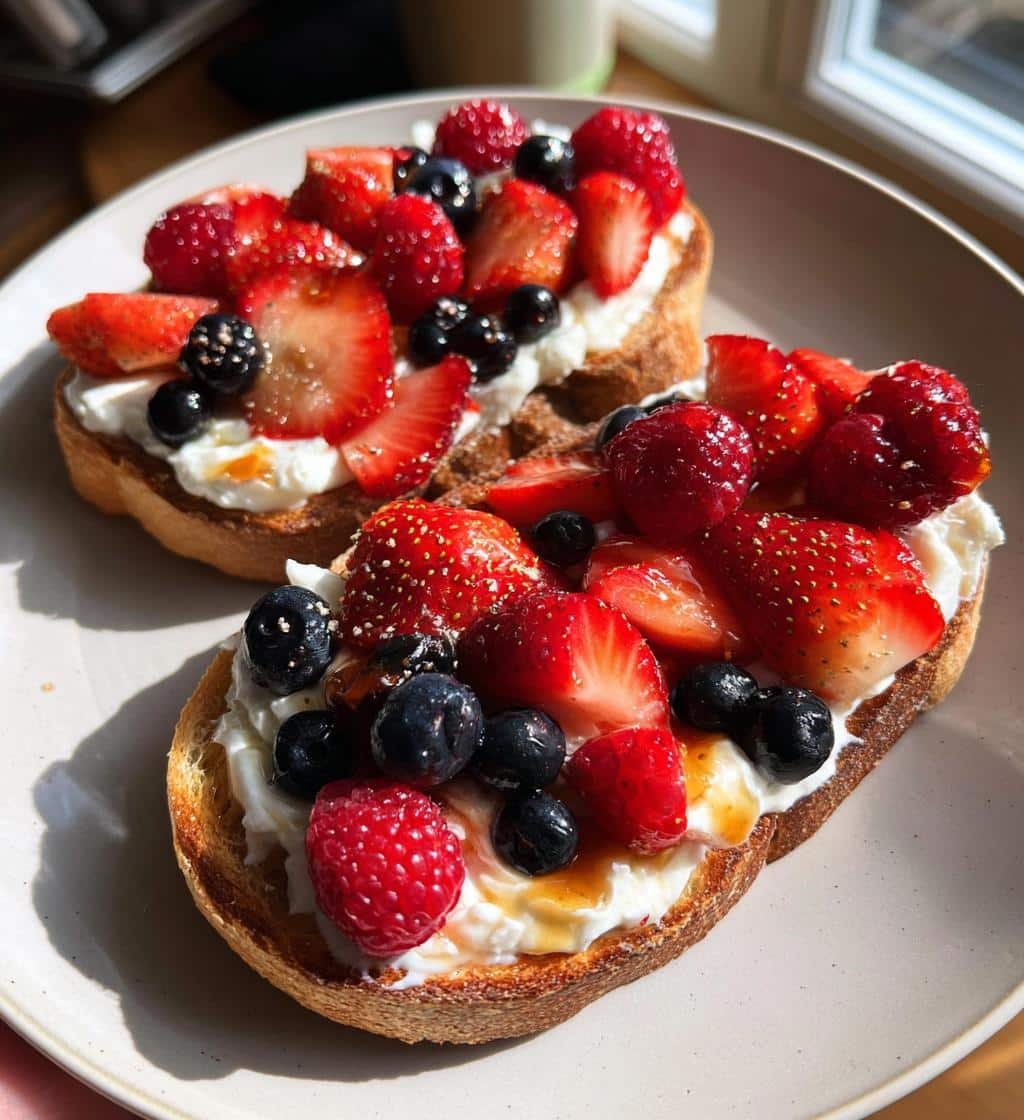 Air Fryer Berry Ricotta Breakfast Toast