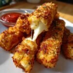 Air Fryer Buffalo Mozzarella Sticks (Spicy Savory)