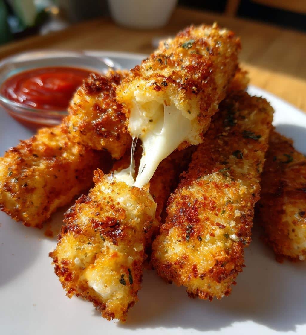 Air Fryer Buffalo Mozzarella Sticks (Spicy Savory)