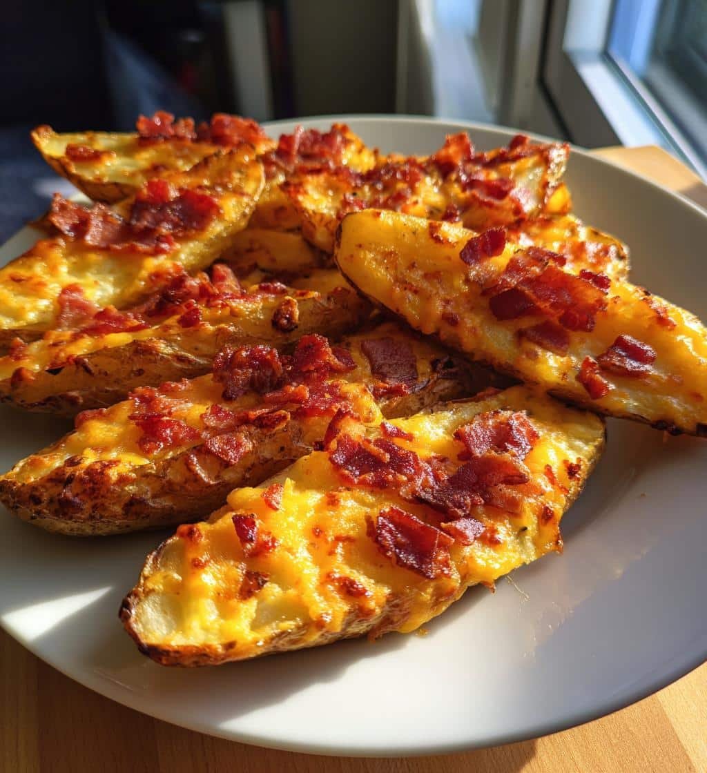 Air Fryer Cheesy Bacon Potato Wedges - detail 1