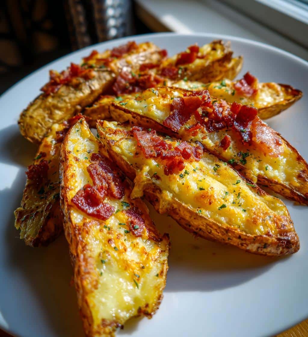 Air Fryer Cheesy Bacon Potato Wedges