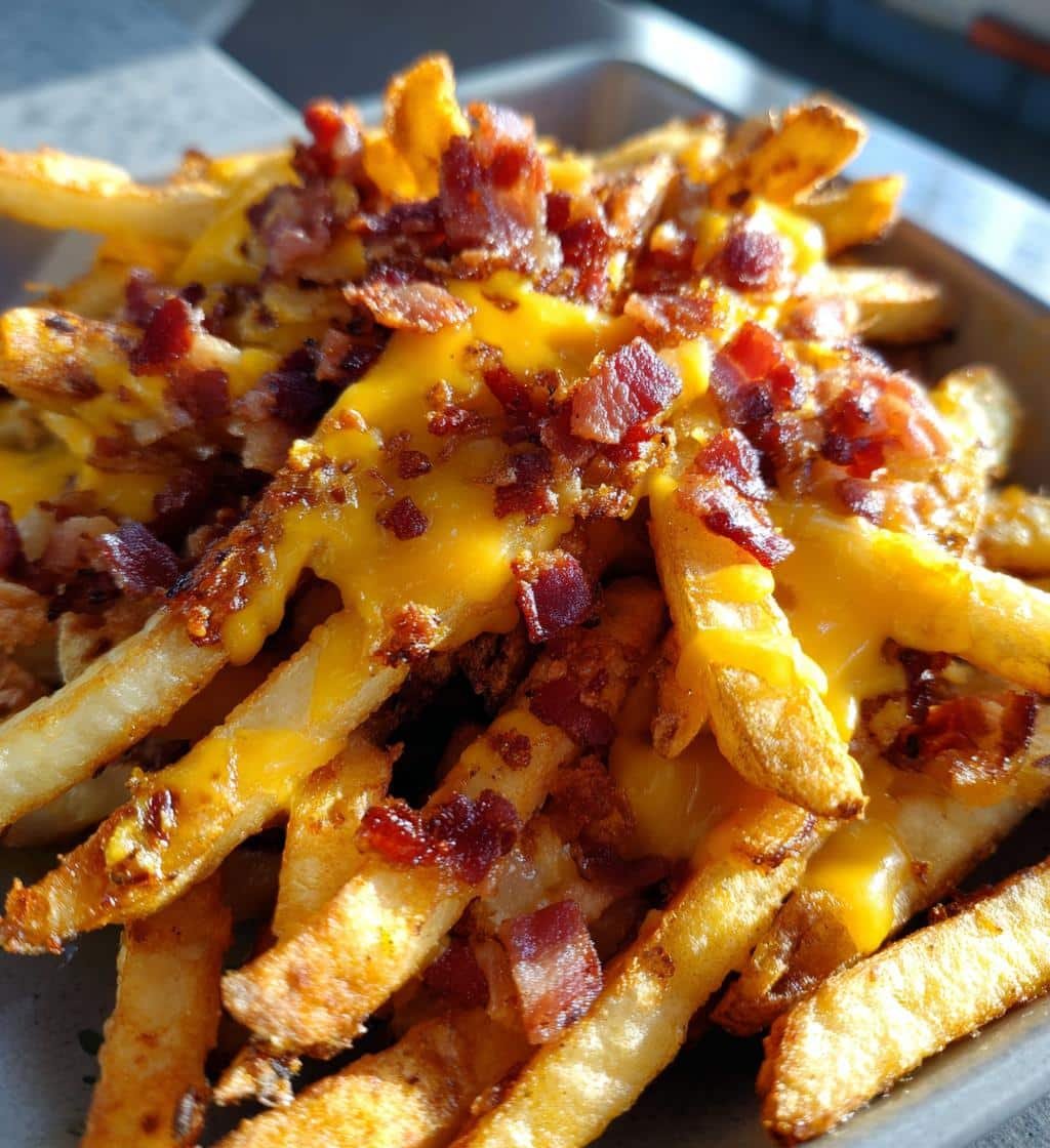 Air Fryer Crispy Cheddar Bacon Fries