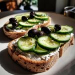 Air Fryer Cucumber & Olive Cottage Cheese Toast