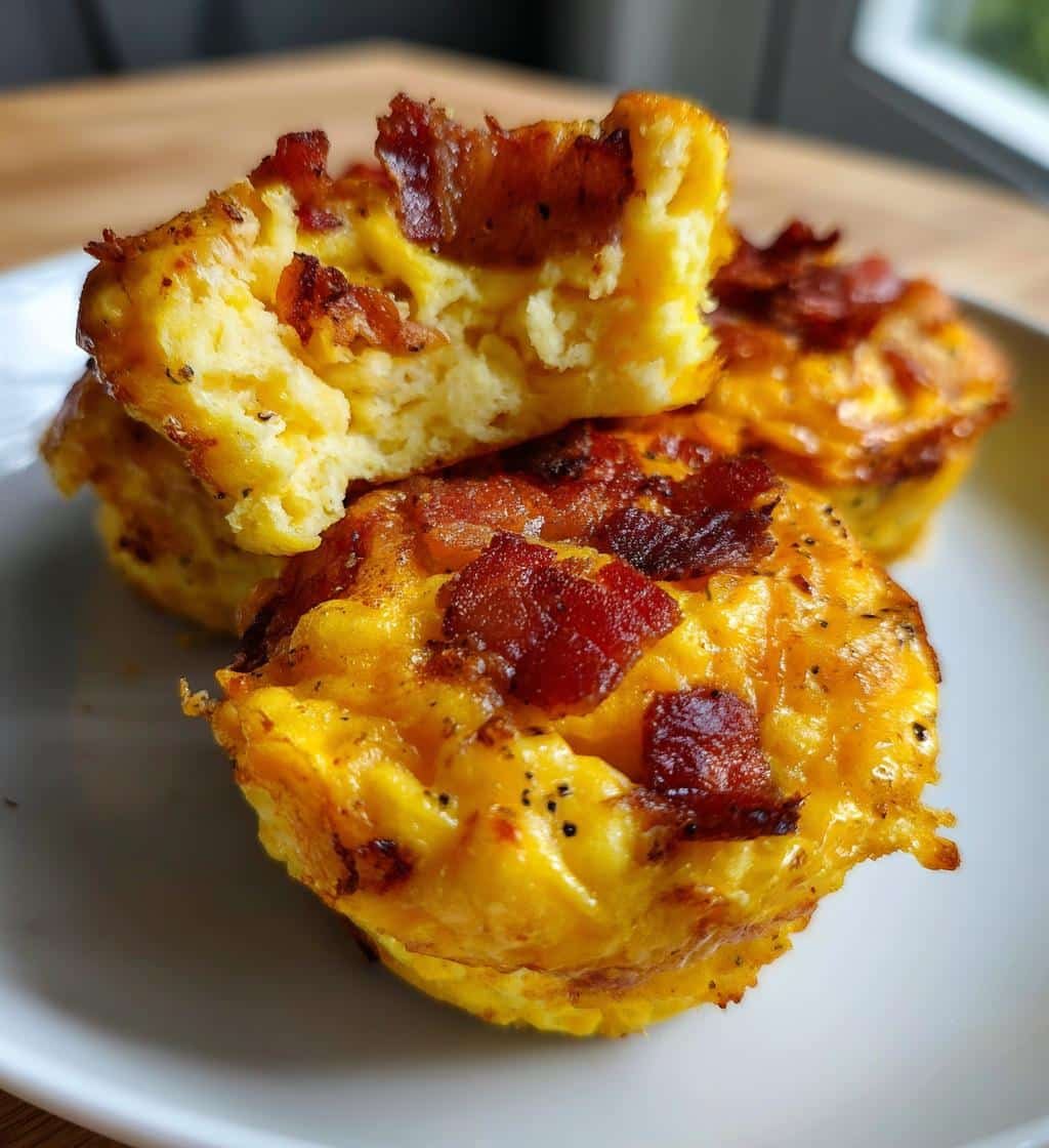 Air Fryer Egg Bites Bacon Cheddar