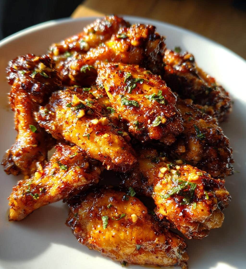 Air Fryer Honey Buffalo Garlic Wings