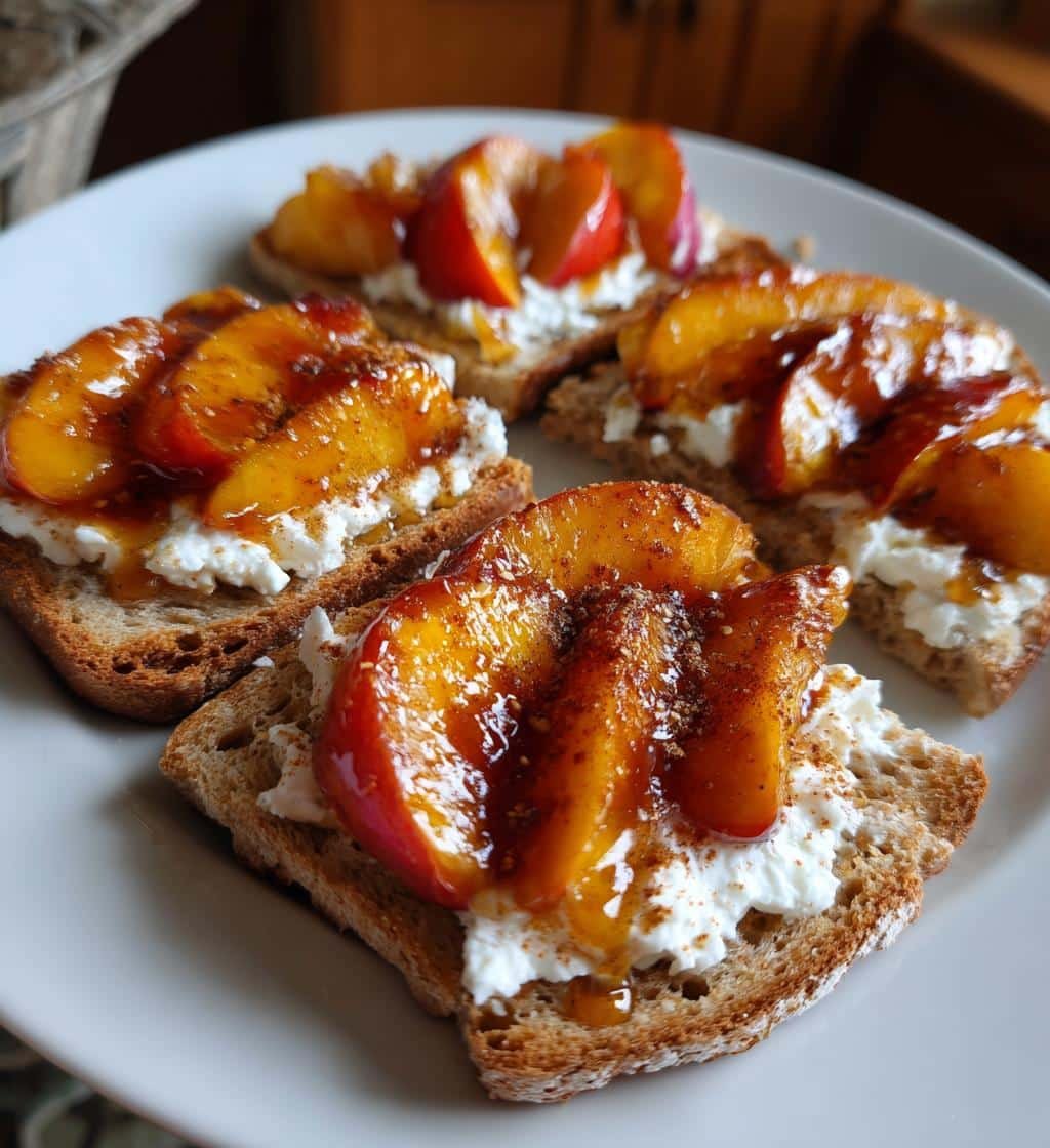 Air Fryer Hot Honey Peaches & Cottage Cheese Toast