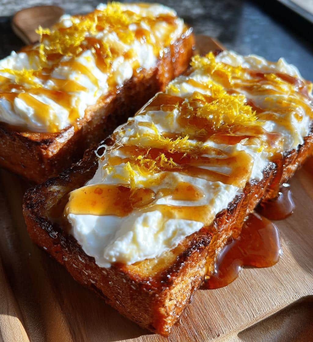 Air Fryer Lemon Ricotta Honey Toast