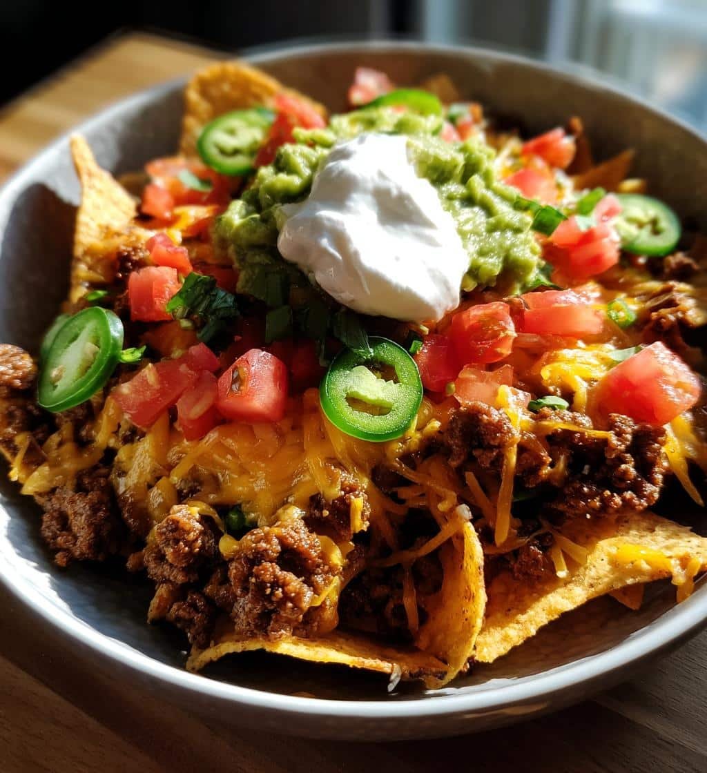 Air Fryer Loaded Nachos Ground Beef