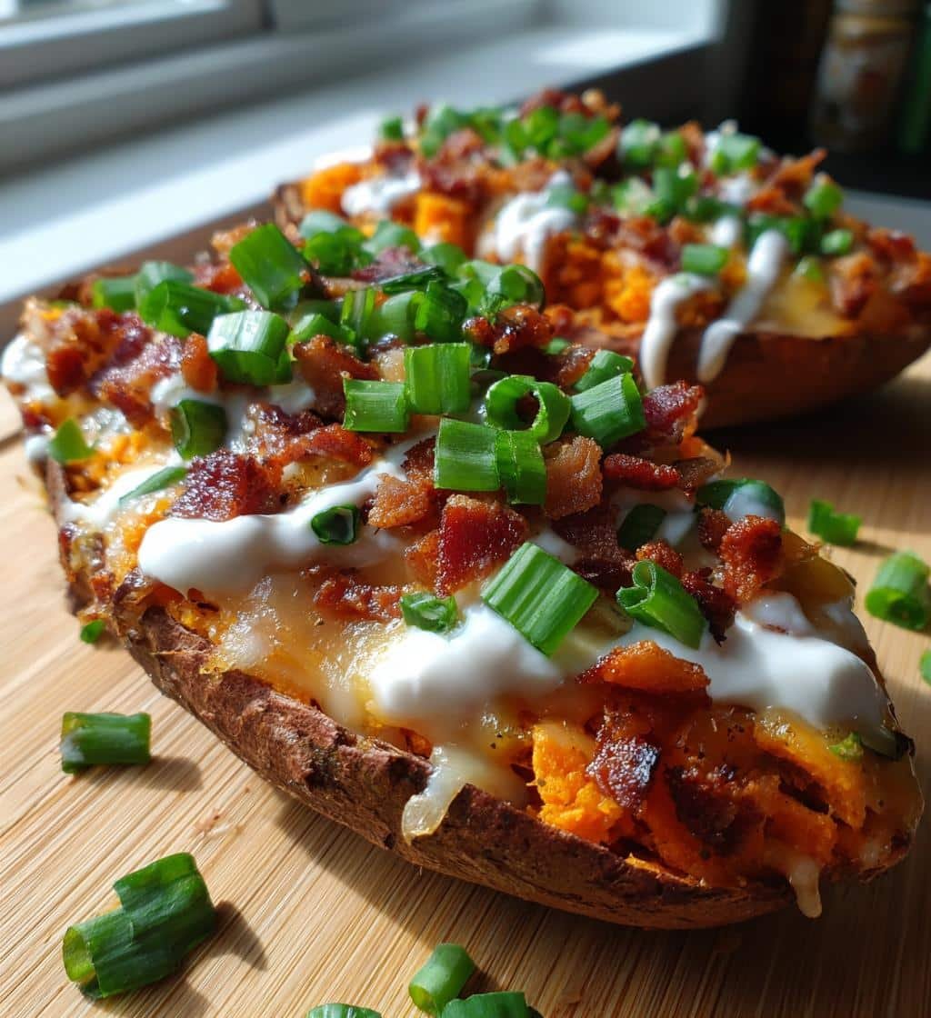 Air Fryer Loaded Sweet Potato Fries Pizza