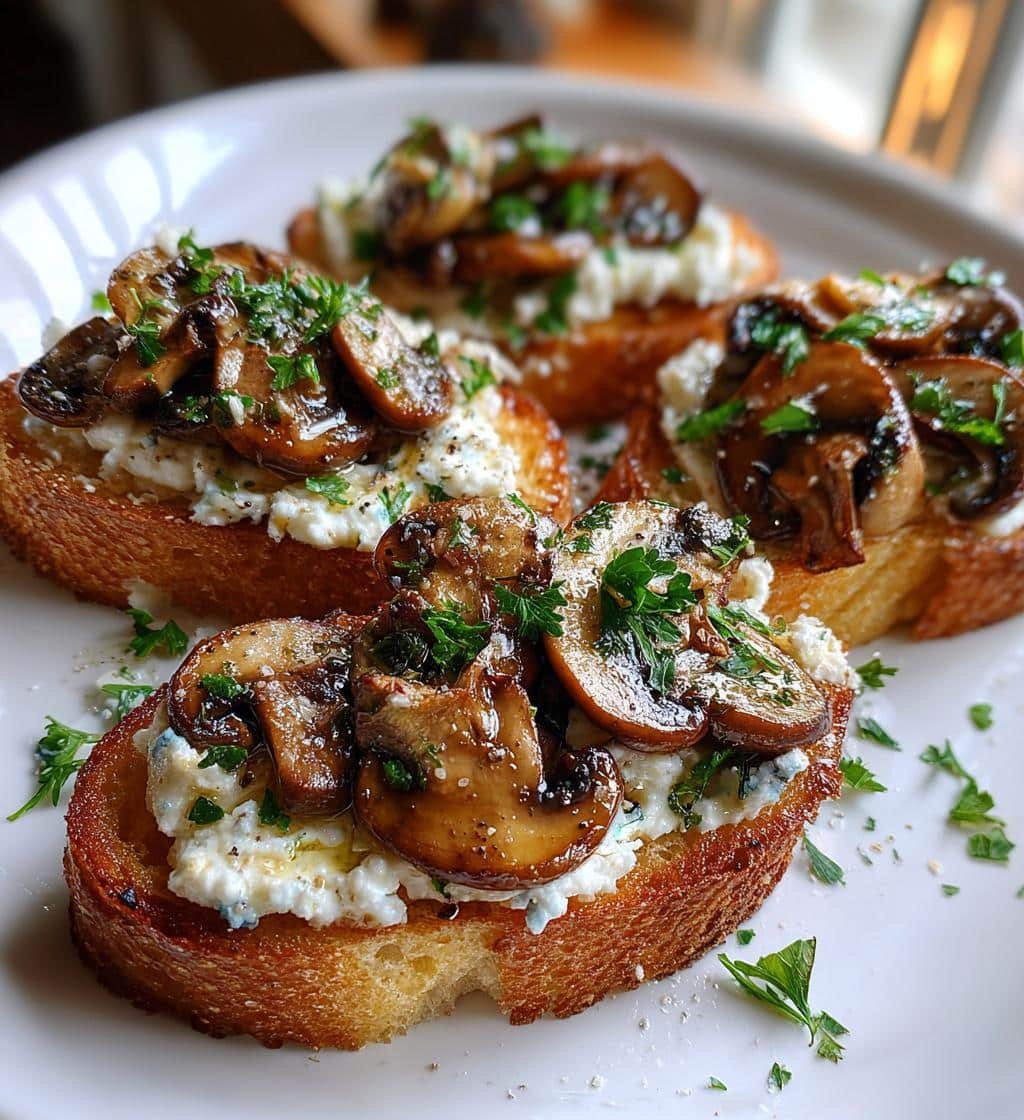 Air Fryer Mushroom Truffle Ricotta Toast - detail 1