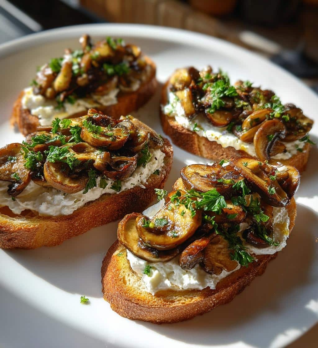 Air Fryer Mushroom Truffle Ricotta Toast