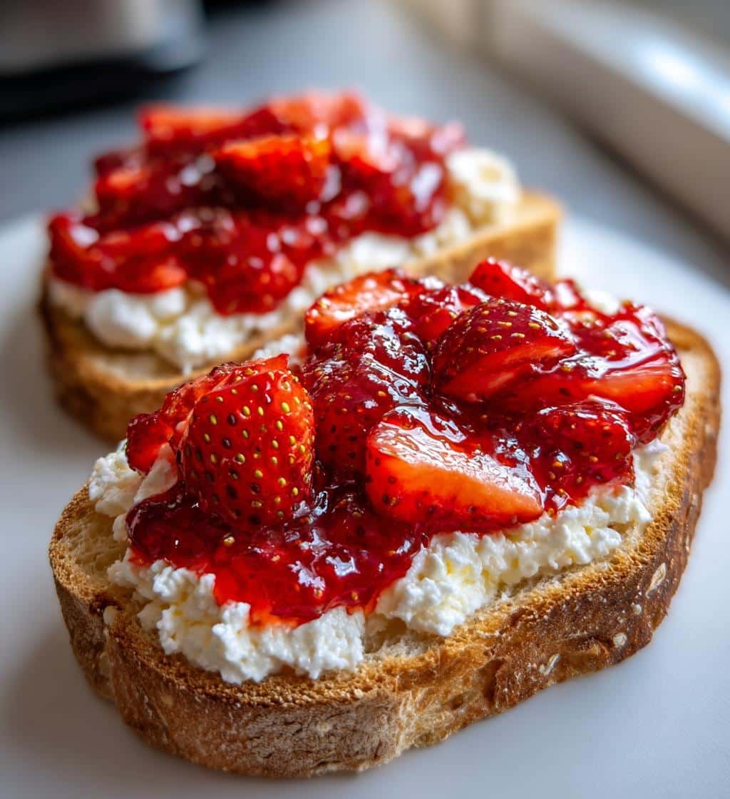 Air Fryer Strawberry Jam Cottage Cheese Breakfast Toast - detail 1